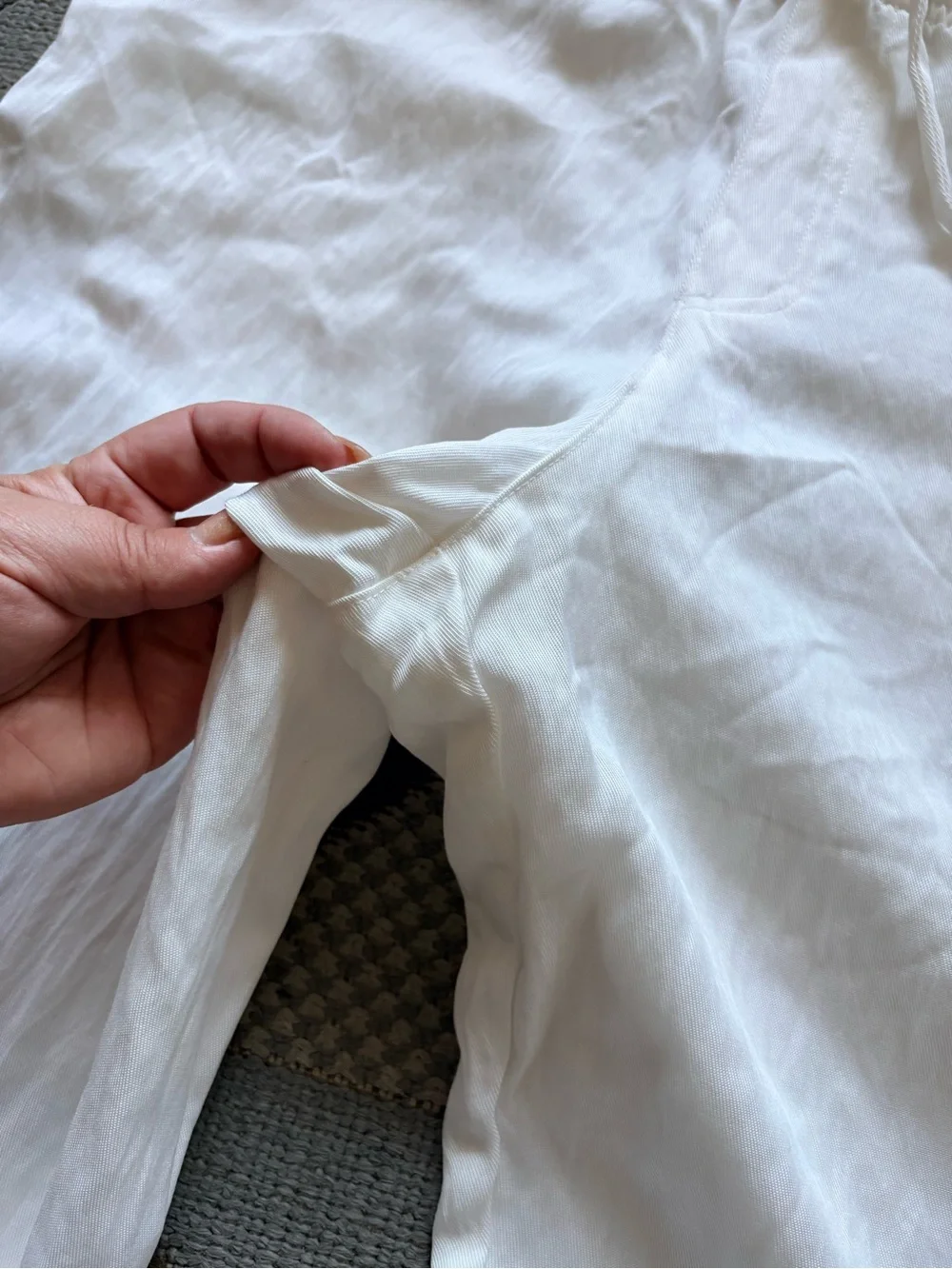ZARA White Linen Blend Wide Leg Drawstring Summer Pants Size L